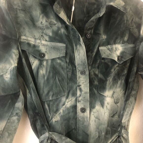 Sage long sleeve button down tie dye Midnight Safari Dress size S new with tags - Picture 7 of 10